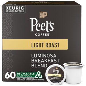 Peet's Coffee, Light Roast Keurig K-Cup Pods - Luminosa Breakfast Blend, (6 Boxes of 10 K-Cup Pods)